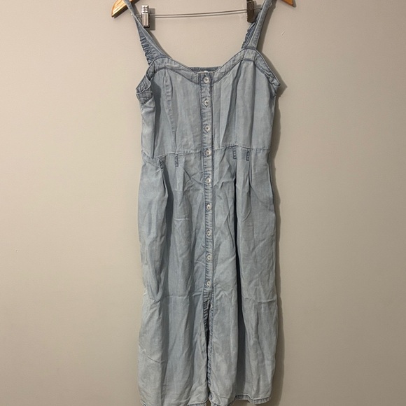 dd77 Dresses & Skirts - Elegant Light Blue Denim Midi Dress